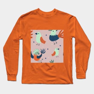 Dancing Mythical Birds with dots Long Sleeve T-Shirt